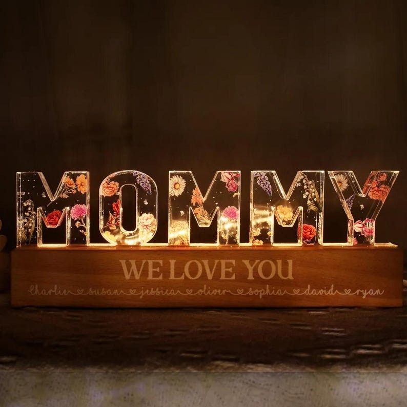 Custom Flower Printed LED Night Light Mother's Day Gift for Mom FHC51041
