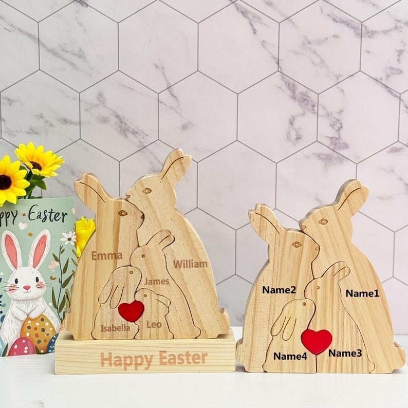 Custom Wooden Bunny Puzzle Gifts Wooden Gift for Her FHC51024