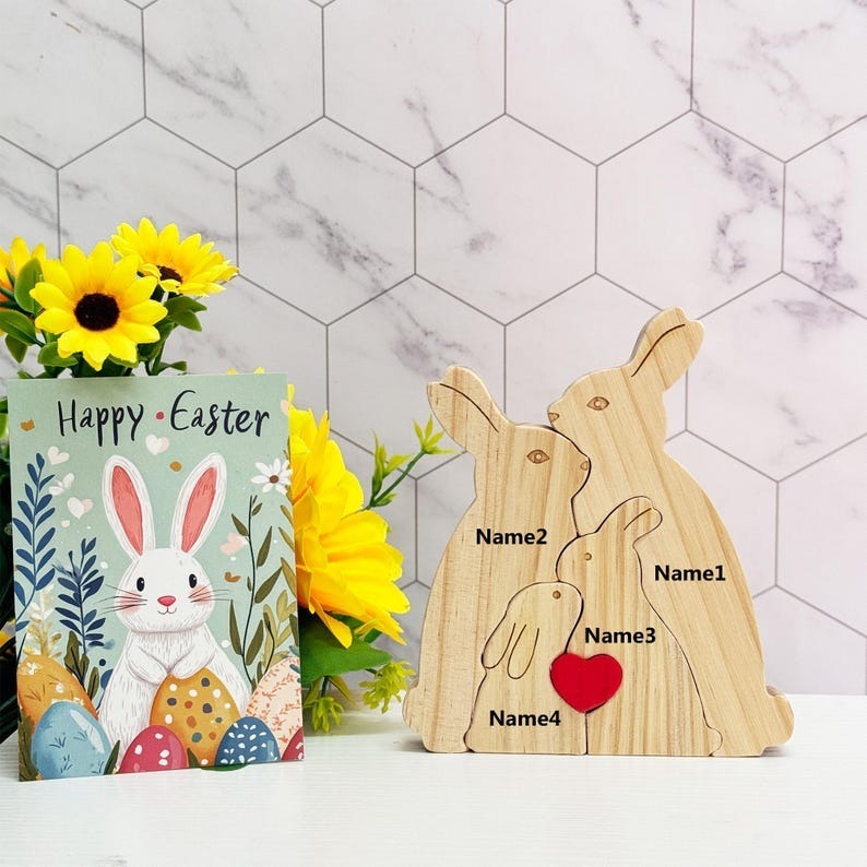 Custom Wooden Bunny Puzzle Gifts Wooden Gift for Her FHC51024