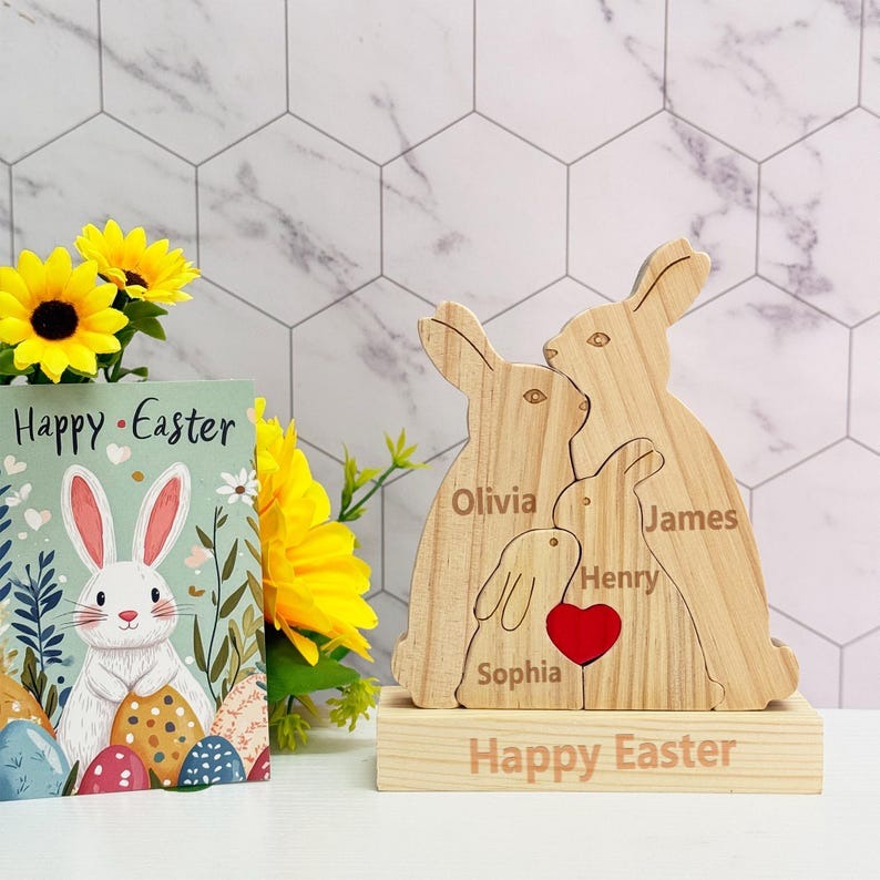 Custom Wooden Bunny Puzzle Gifts Wooden Gift for Her FHC51024