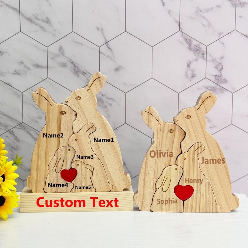 Custom Wooden Bunny Puzzle Gifts Wooden Gift for Her FHC51024