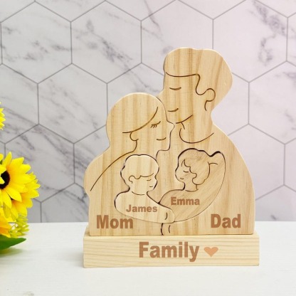 Custom Engraved Wooden Family Name Puzzle Mother's Day Gift FHC51022