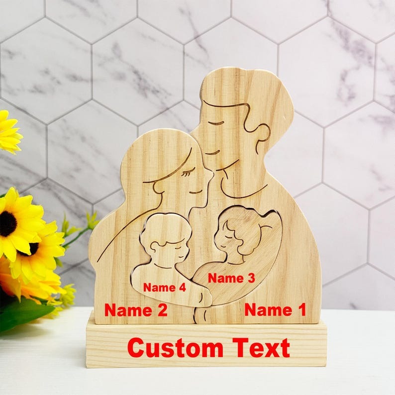 Custom Engraved Wooden Family Name Puzzle Mother's Day Gift FHC51022
