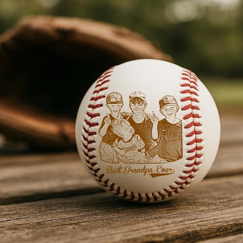Personalized Fathers Day Gifts for Dad - Engrave Your Favorite Photo on Baseball Balls FHC51109