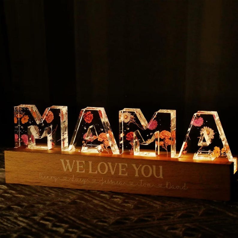 Custom Flower Printed LED Night Light Mother's Day Gift for Mom FHC51041