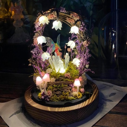 Handmade Flower Lamp with Glowing Crystals & Fairy Lily of the Valley Night Light FHC51127