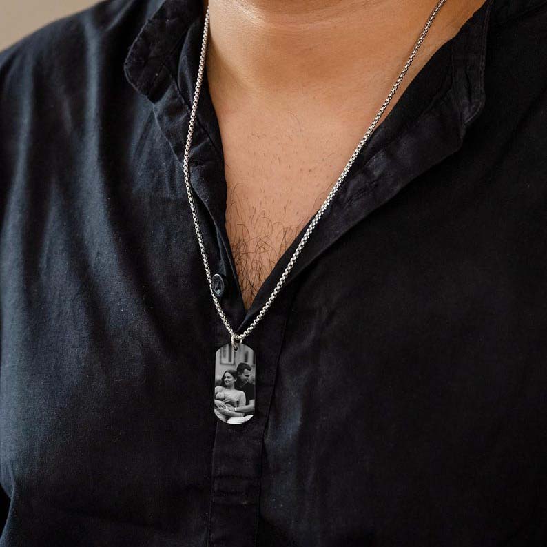 Personalized Picture Necklace for Men Memorial Photo pendant Necklace For Dad Anniversary Gift For Husband