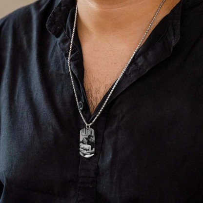 Personalized Picture Necklace for Men Memorial Photo pendant Necklace For Dad Anniversary Gift For Husband