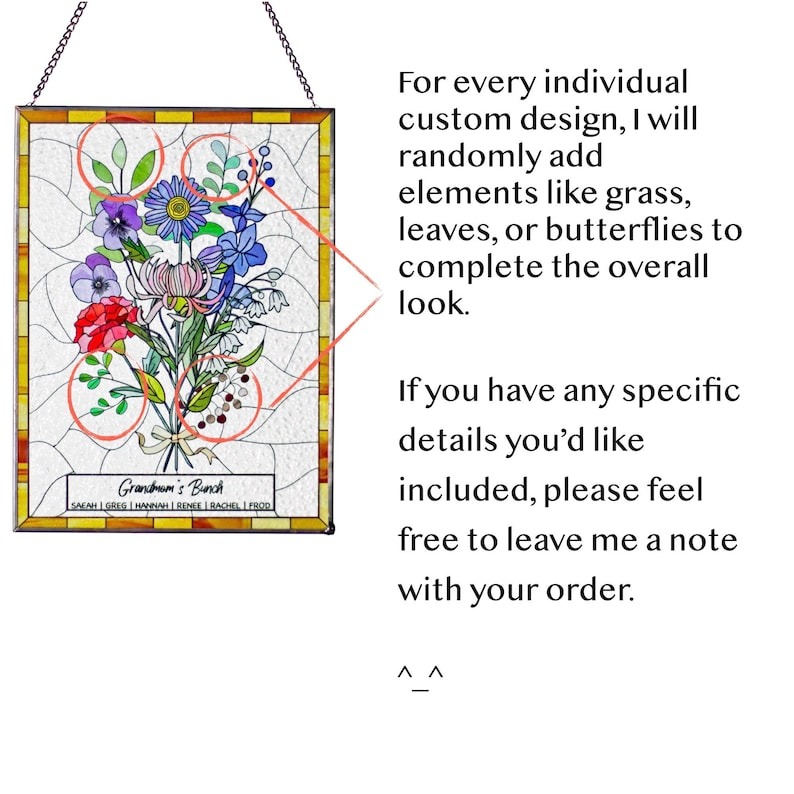 Personalized Stained Glass Window Hangings Personalized Birth Flower Gift Mothers Day Christmas Gift  FHC51141