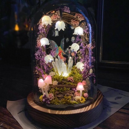 Handmade Flower Lamp with Glowing Crystals & Fairy Lily of the Valley Night Light FHC51127