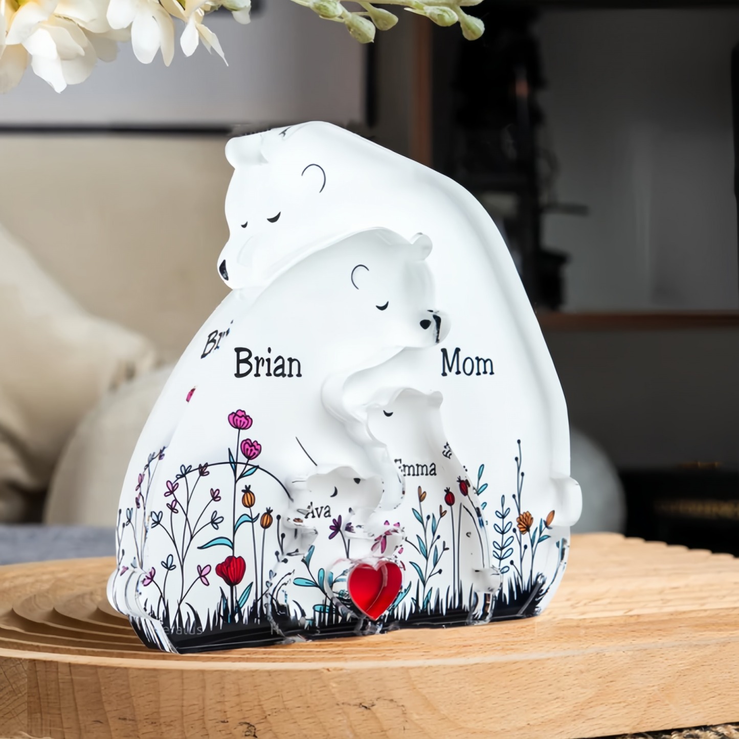 Personalized Crystals Bear Family Puzzle With Kids Name Gifts for Mom or Family FHC51089