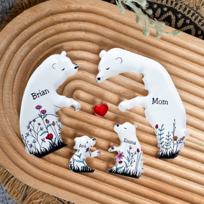 Personalized Crystals Bear Family Puzzle With Kids Name Gifts for Mom or Family FHC51089