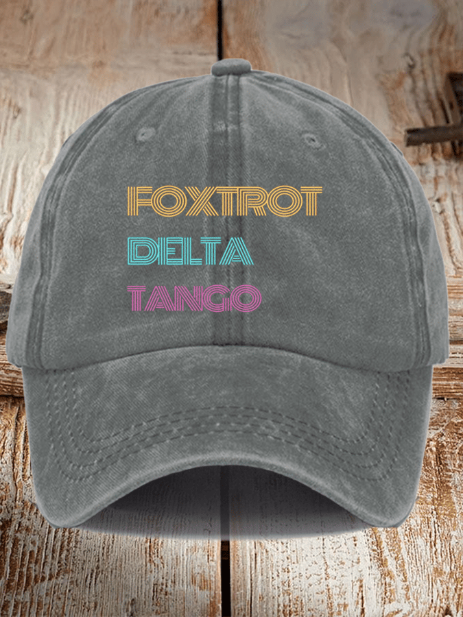Unisex Distressed Washed Cotton Foxtrot Delta Tango Hat