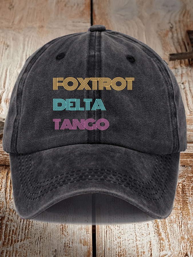 Unisex Distressed Washed Cotton Foxtrot Delta Tango Hat
