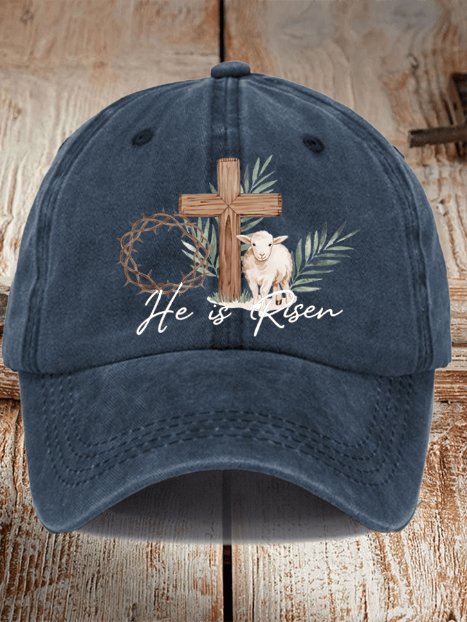 Unisex Distressed Washed Cotton He Is Risen Hat