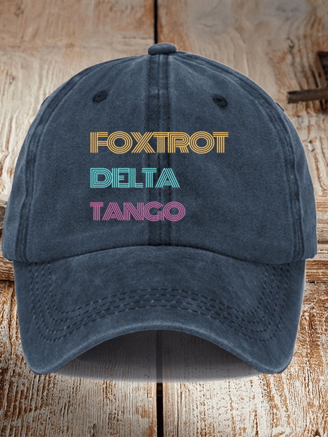 Unisex Distressed Washed Cotton Foxtrot Delta Tango Hat