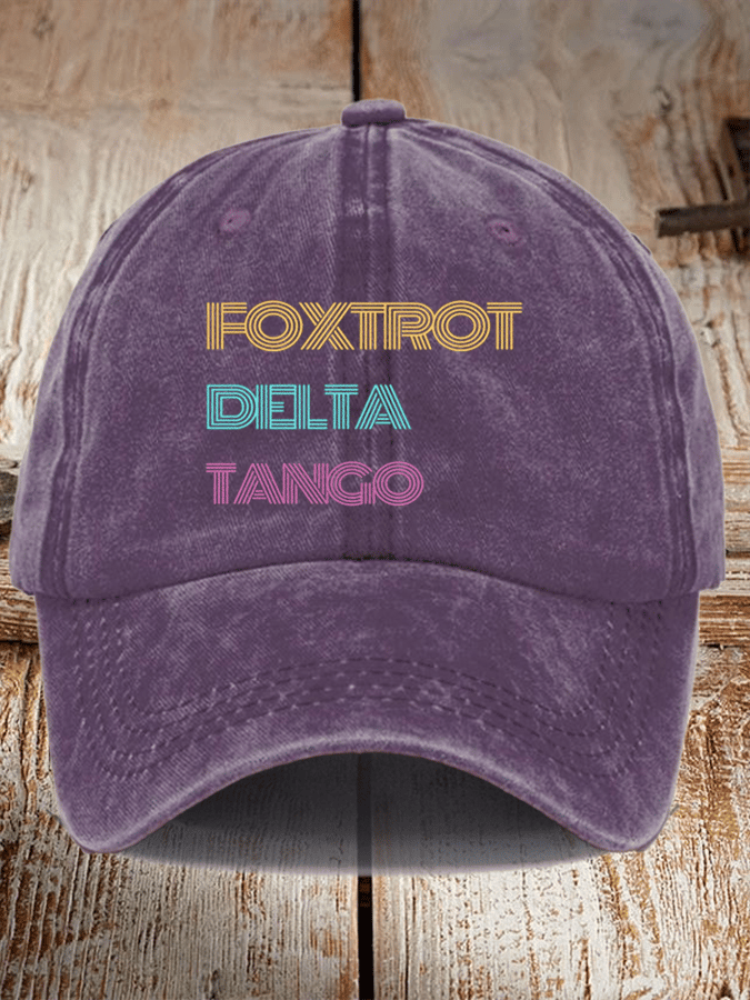 Unisex Distressed Washed Cotton Foxtrot Delta Tango Hat