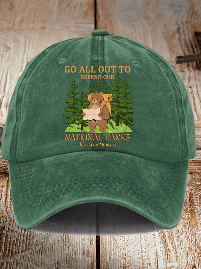 Unisex Distressed Washed Cotton Protect National Parks Hat