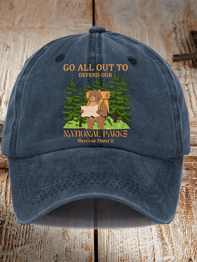 Unisex Distressed Washed Cotton Protect National Parks Hat