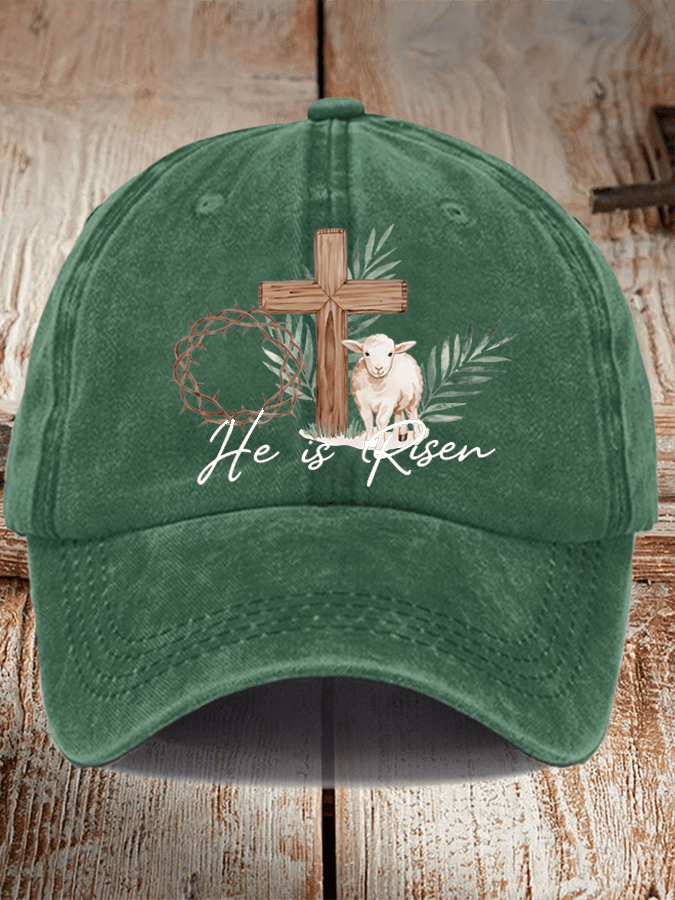 Unisex Distressed Washed Cotton He Is Risen Hat