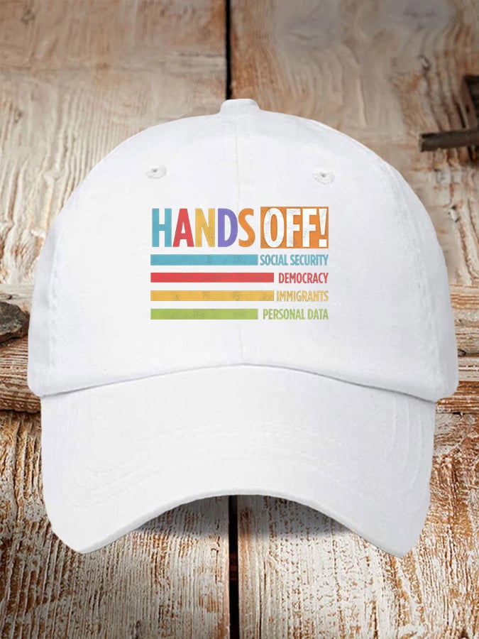 Unisex Retro Hands Off Protest Printed Baseball Cap
