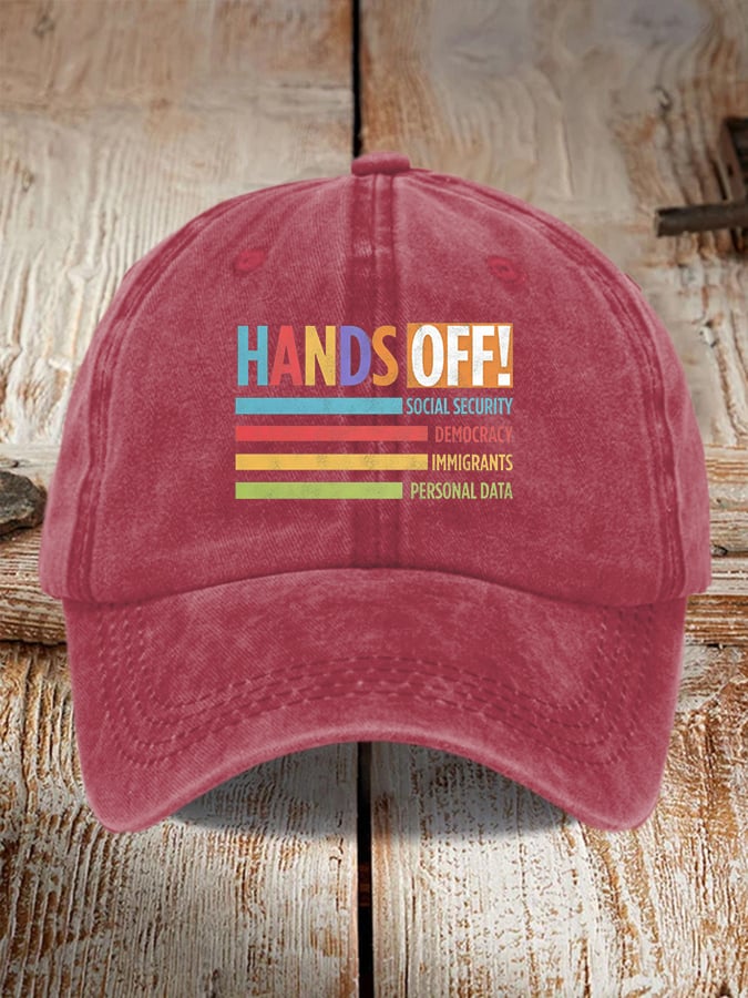 Unisex Retro Hands Off Protest Printed Baseball Cap