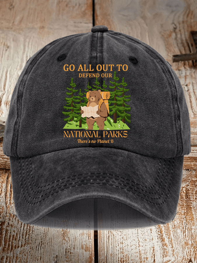 Unisex Distressed Washed Cotton Protect National Parks Hat