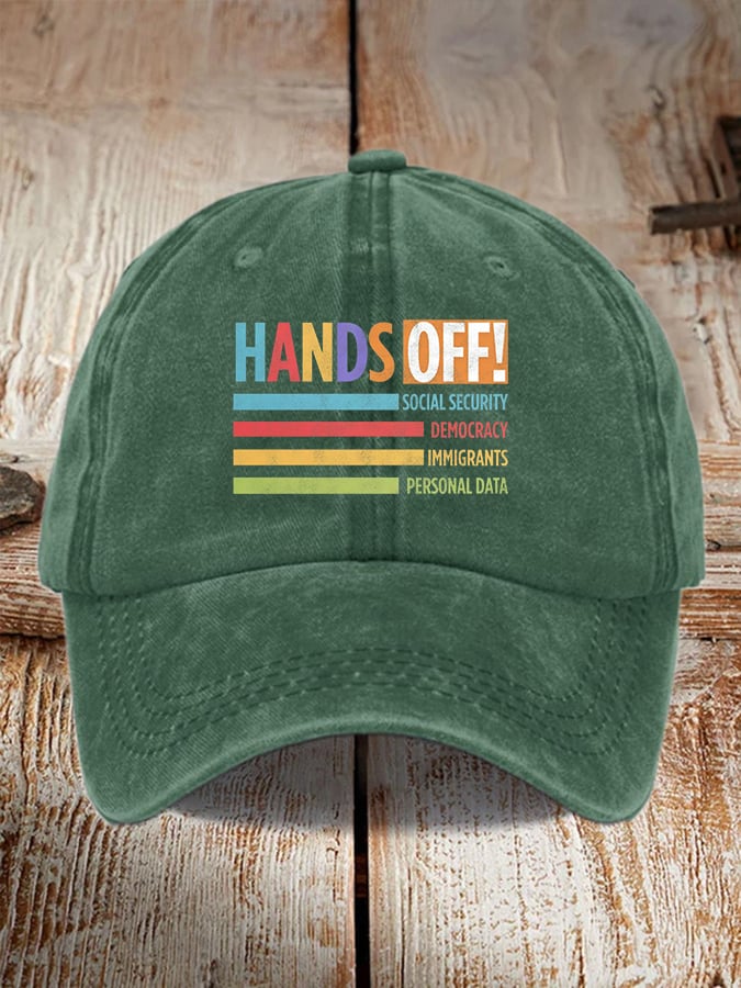 Unisex Retro Hands Off Protest Printed Baseball Cap