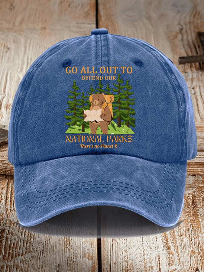 Unisex Distressed Washed Cotton Protect National Parks Hat