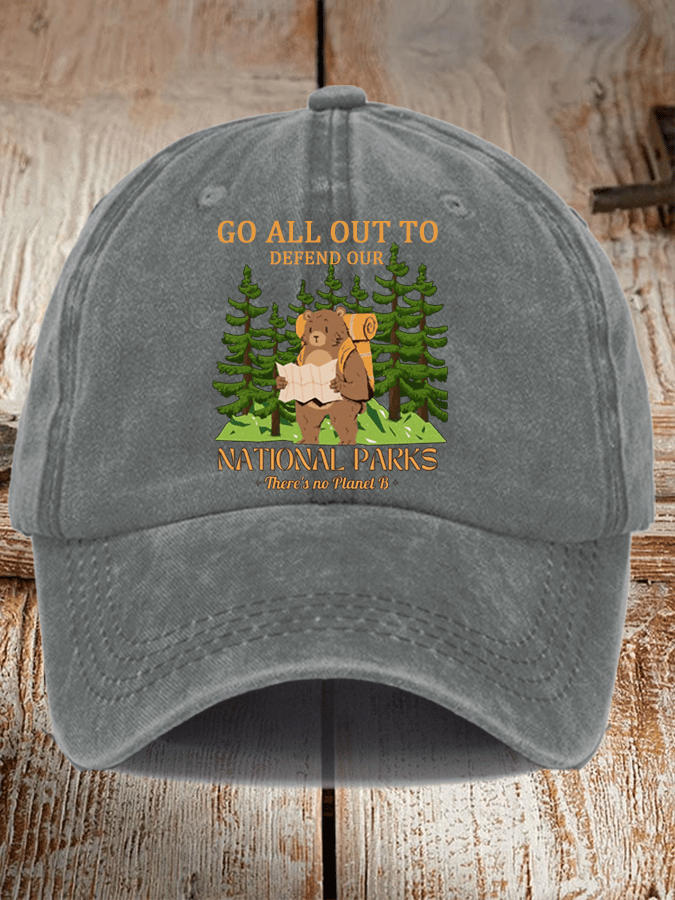Unisex Distressed Washed Cotton Protect National Parks Hat