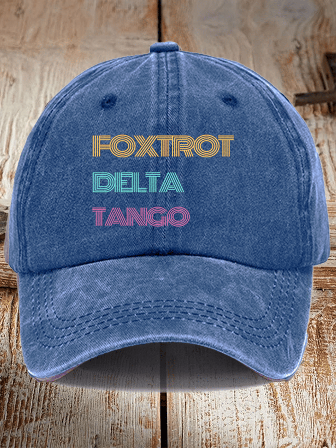 Unisex Distressed Washed Cotton Foxtrot Delta Tango Hat