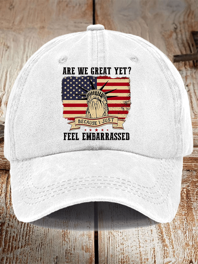 Unisex Distressed Washed Cotton Are We Great Yet? Print Hat