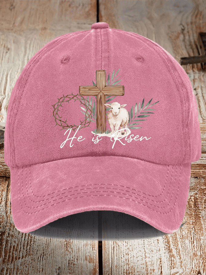Unisex Distressed Washed Cotton He Is Risen Hat