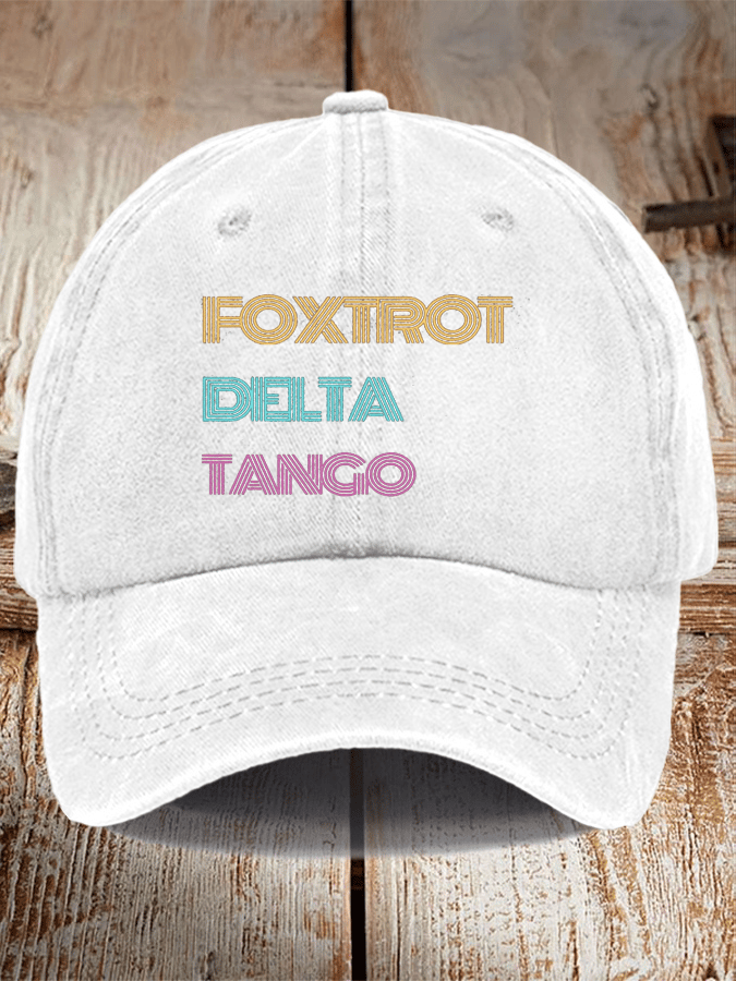 Unisex Distressed Washed Cotton Foxtrot Delta Tango Hat