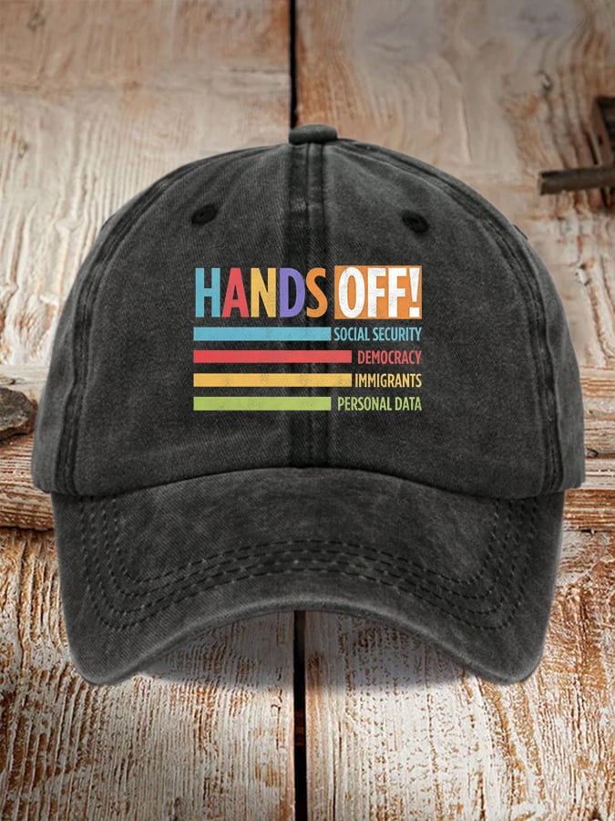 Unisex Retro Hands Off Protest Printed Baseball Cap