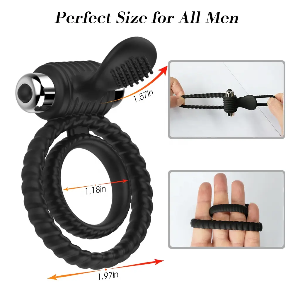 Fighting for a long time- Cafatop Silicone Sex Ring with Lasting Stronger Vibrator