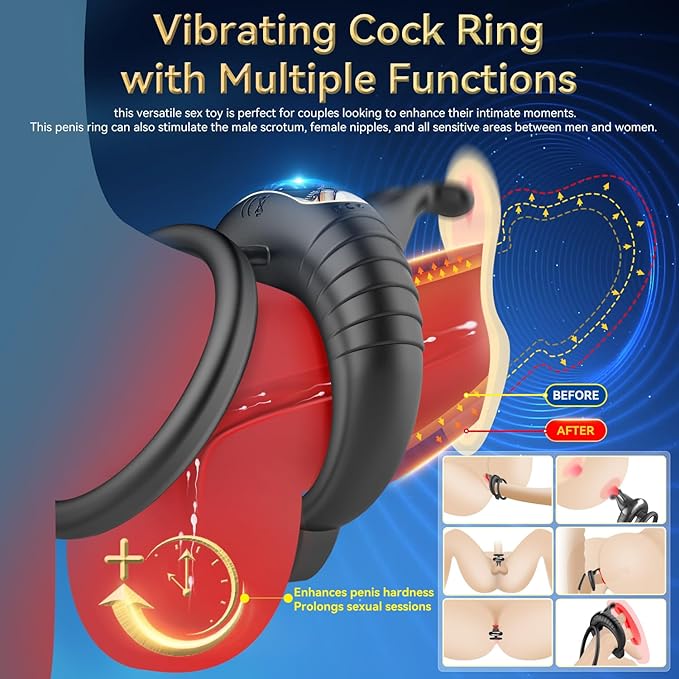 💥2024 latest popular styles at low prices-3 in 1 BEVIBO-Vibrating Cock Ring 