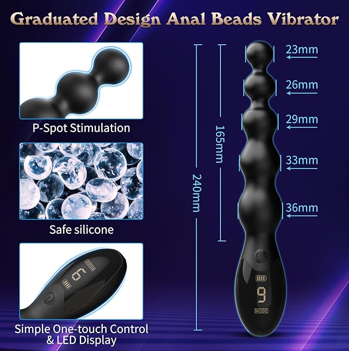 💥black devil-Graduated Design Anal Beads Vibrator