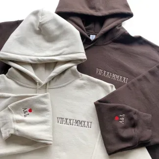 Personalisation Roman Numeral Hoodie Embroidery