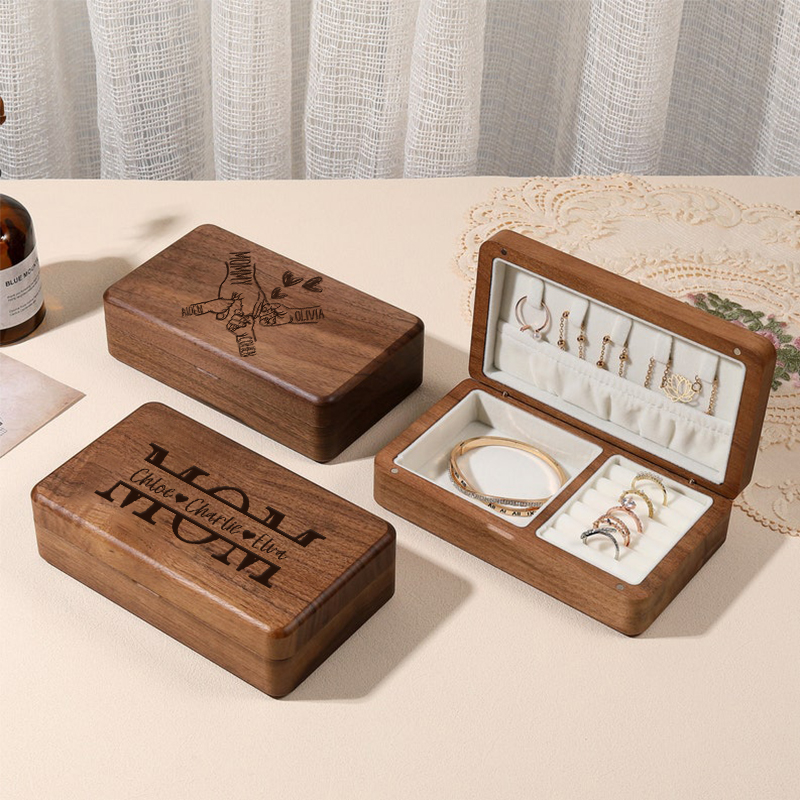 Happy Mother's Day💝Jewelry Organizer-Personalized Travel Case for Women, Bridesmaid Gift, Wooden Jewelry Organizer