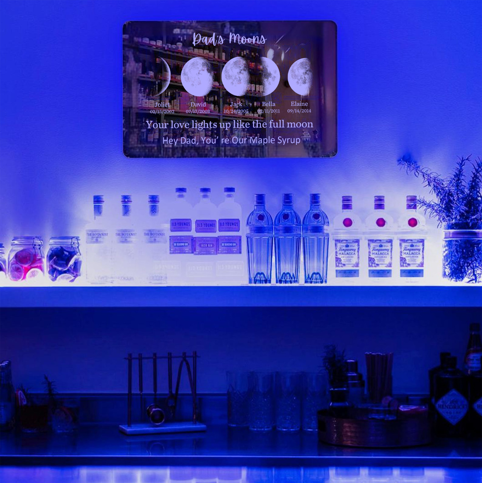 Mother's/Father's Day馃寛Custom Led Mirror Light Frame with text and date馃寲mom's/dad's universe馃寯