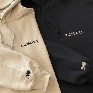 Personalisation Roman Numeral Hoodie Embroidery