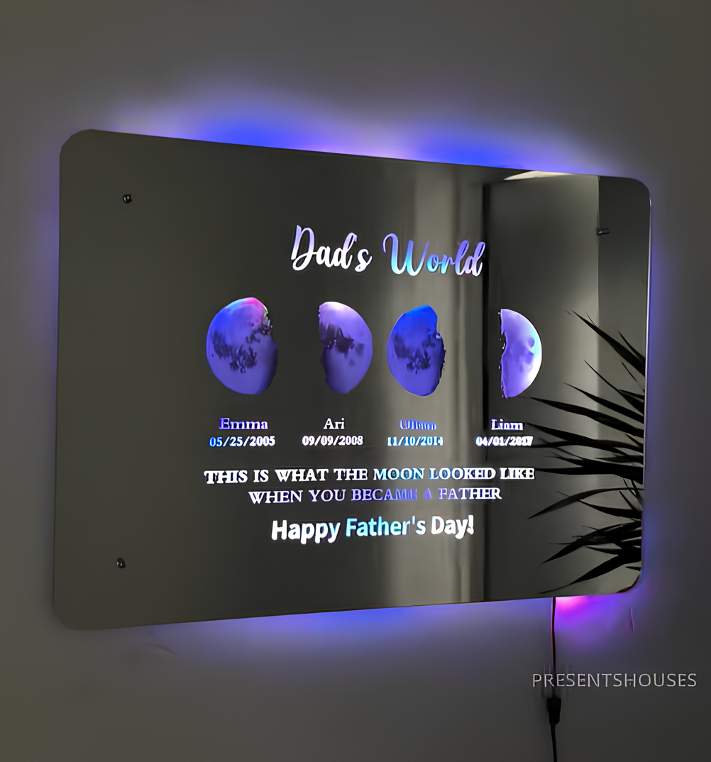 Mother's/Father's Day馃寛Custom Led Mirror Light Frame with text and date馃寲mom's/dad's universe馃寯