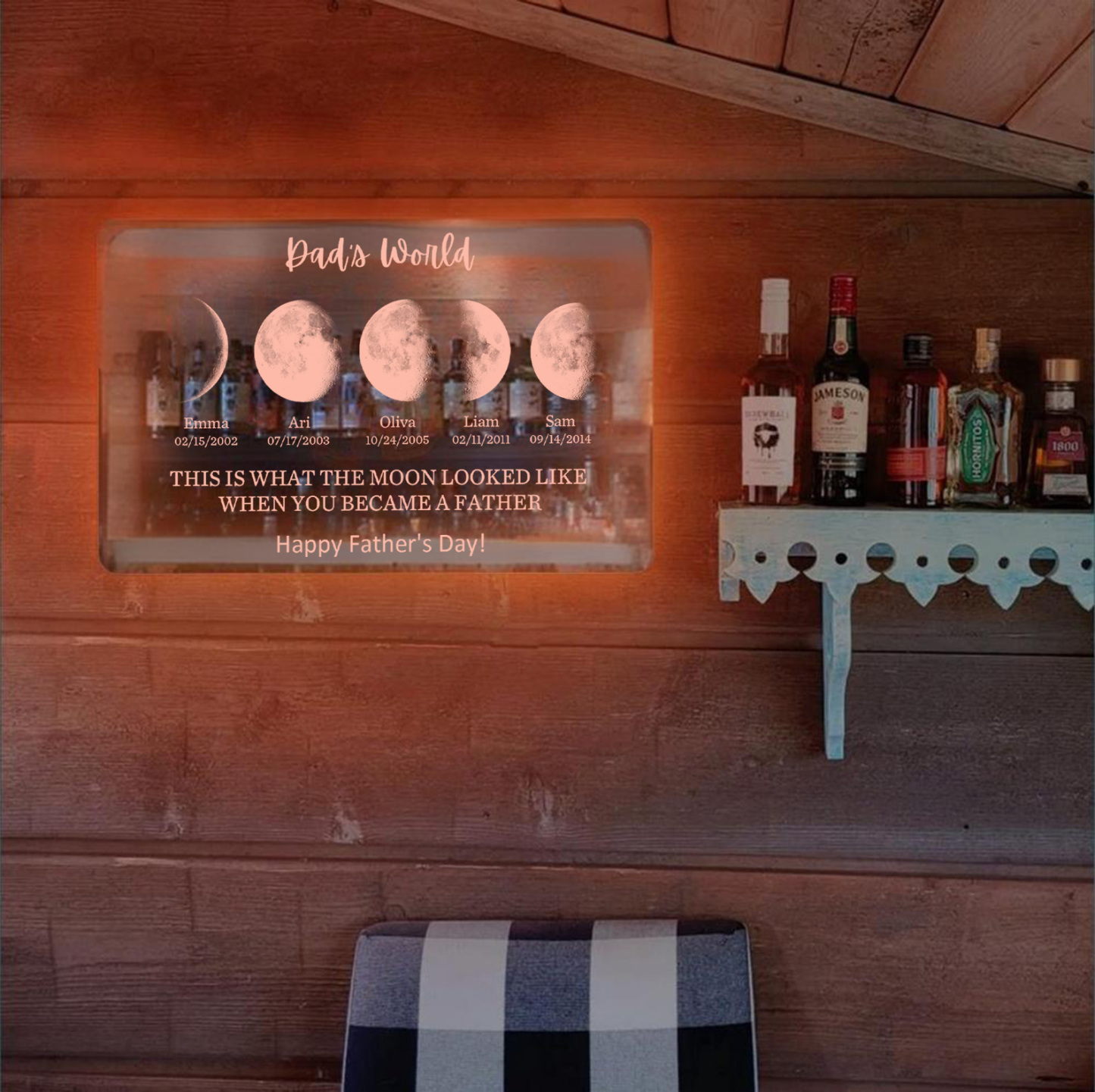 Mother's/Father's Day馃寛Custom Led Mirror Light Frame with text and date馃寲mom's/dad's universe馃寯