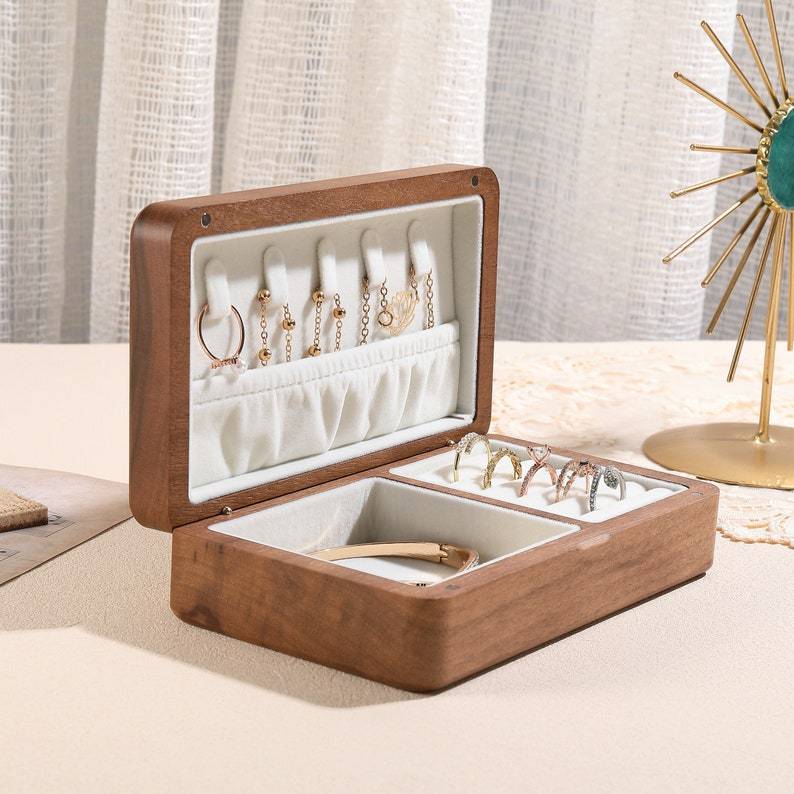 Happy Mother's Day💝Jewelry Organizer-Personalized Travel Case for Women, Bridesmaid Gift, Wooden Jewelry Organizer