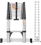 DEZEX Escalera telescópica de 16.5 pies, aluminio Multi botón retráctil escalera ligera con 2 Trian...