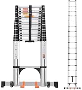 DEZEX Escalera telescópica de 20.3 pies, resistente capacidad máxima de 330 libras, diseño de lentitud...