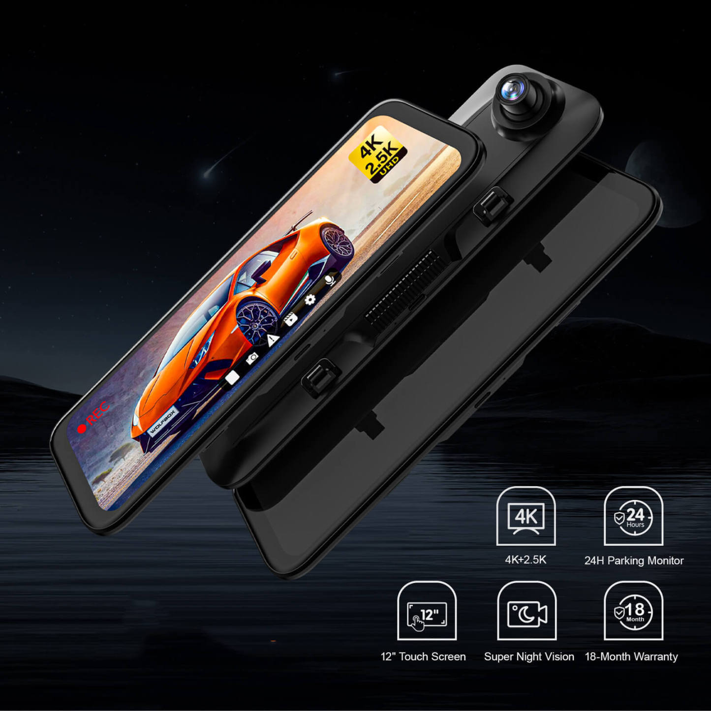 G900 4K+2.5K Touch Screen Parking Monitoring Dash Cam Smart Mirror