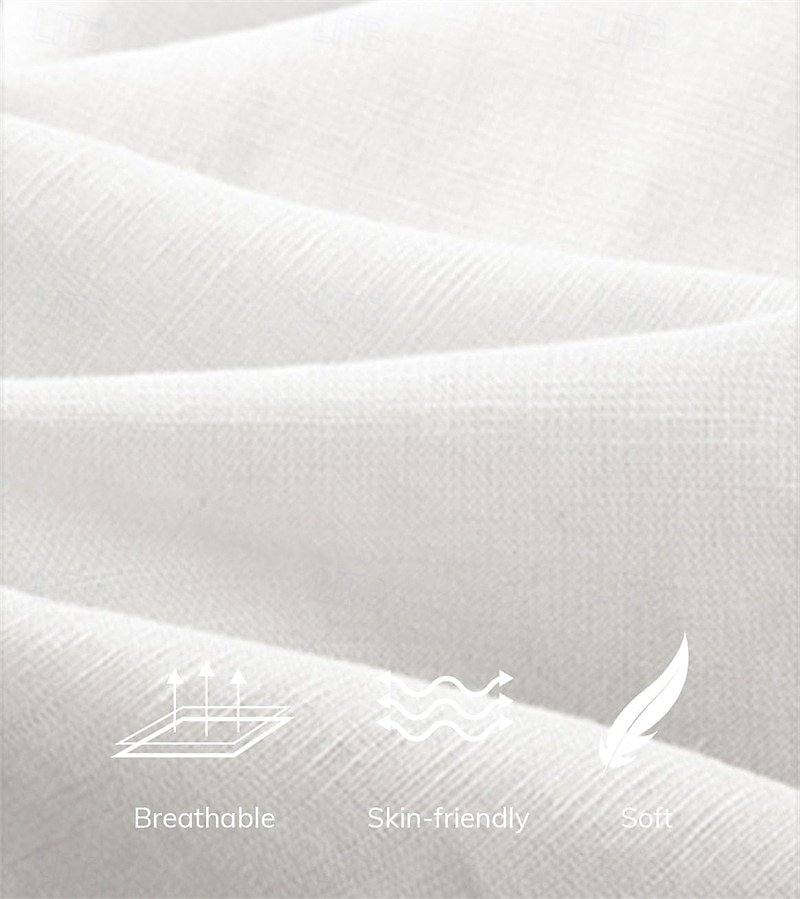 Men's Shirt Linen Shirt Summer Shirt Beach Shirt Solid Color Vacation Curise Black White Short Sleeve Round Neck Summer Spring Clothing Apparel 2025 - $22.99 &ndash;P3