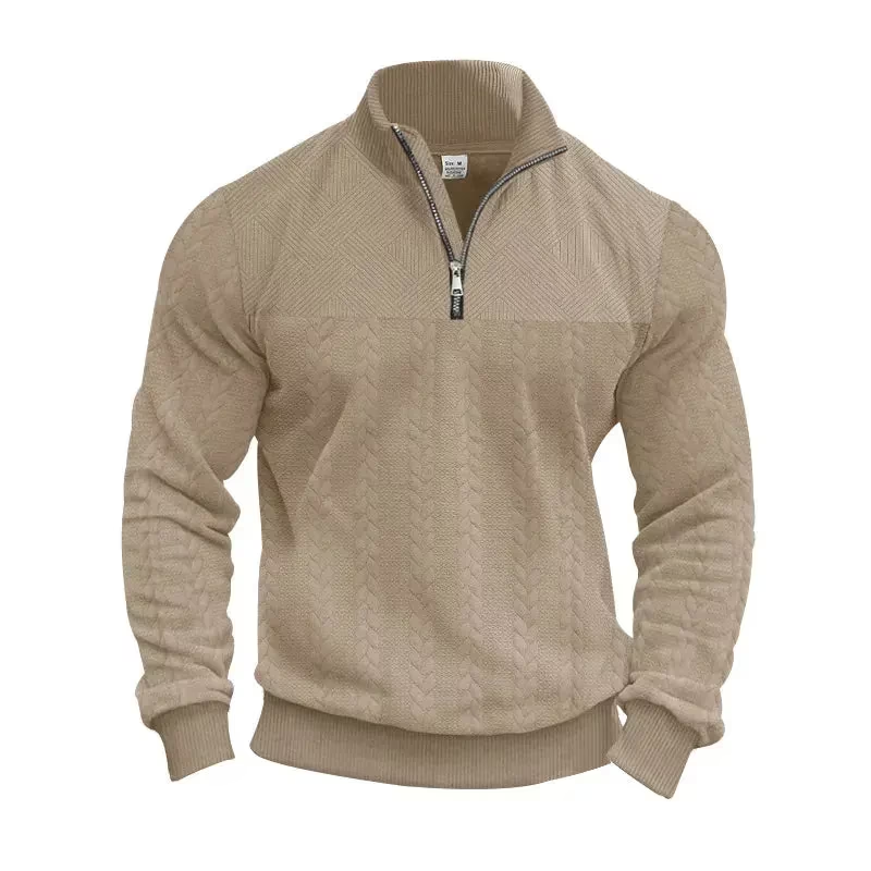 Men's Jacquard Sweatshirt Pullover Hoodie Sweatshirt Quarter Zip Sweatshirt